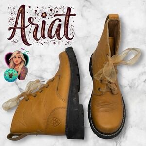 Ariat Cascade Womens Bootie US 5.5-6 Mustard Yellow Leather Work Boots 14797